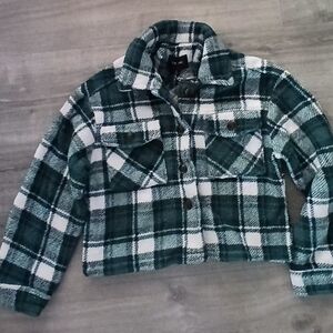 Love Tree Green and White Plaid Jean Jacket for Kids